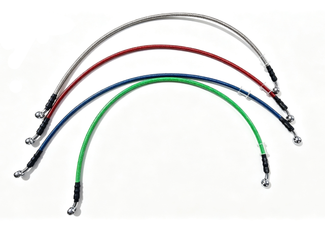 Multi-color braided brake hoses with banjo ends