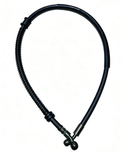 Black PVC spring guard brake hose in U shape